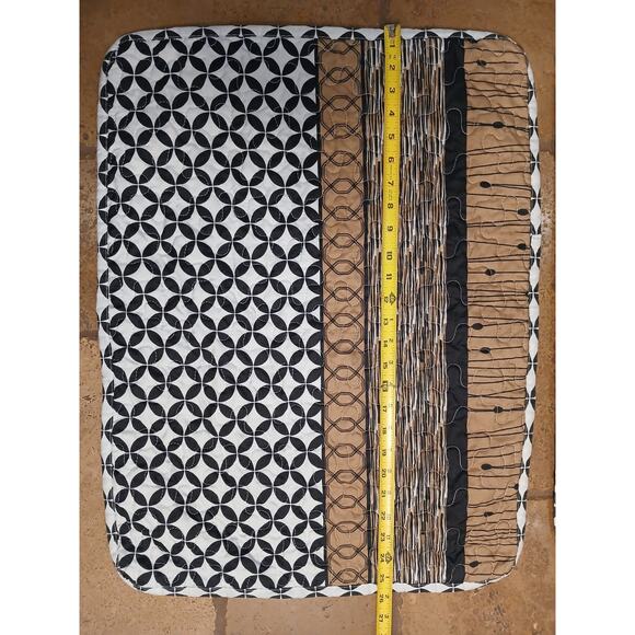 MCM 2 Bed Pillowcases 20x26 Black Brown Geo Circle Lattice Thick Quilted Modern - Picture 10 of 16